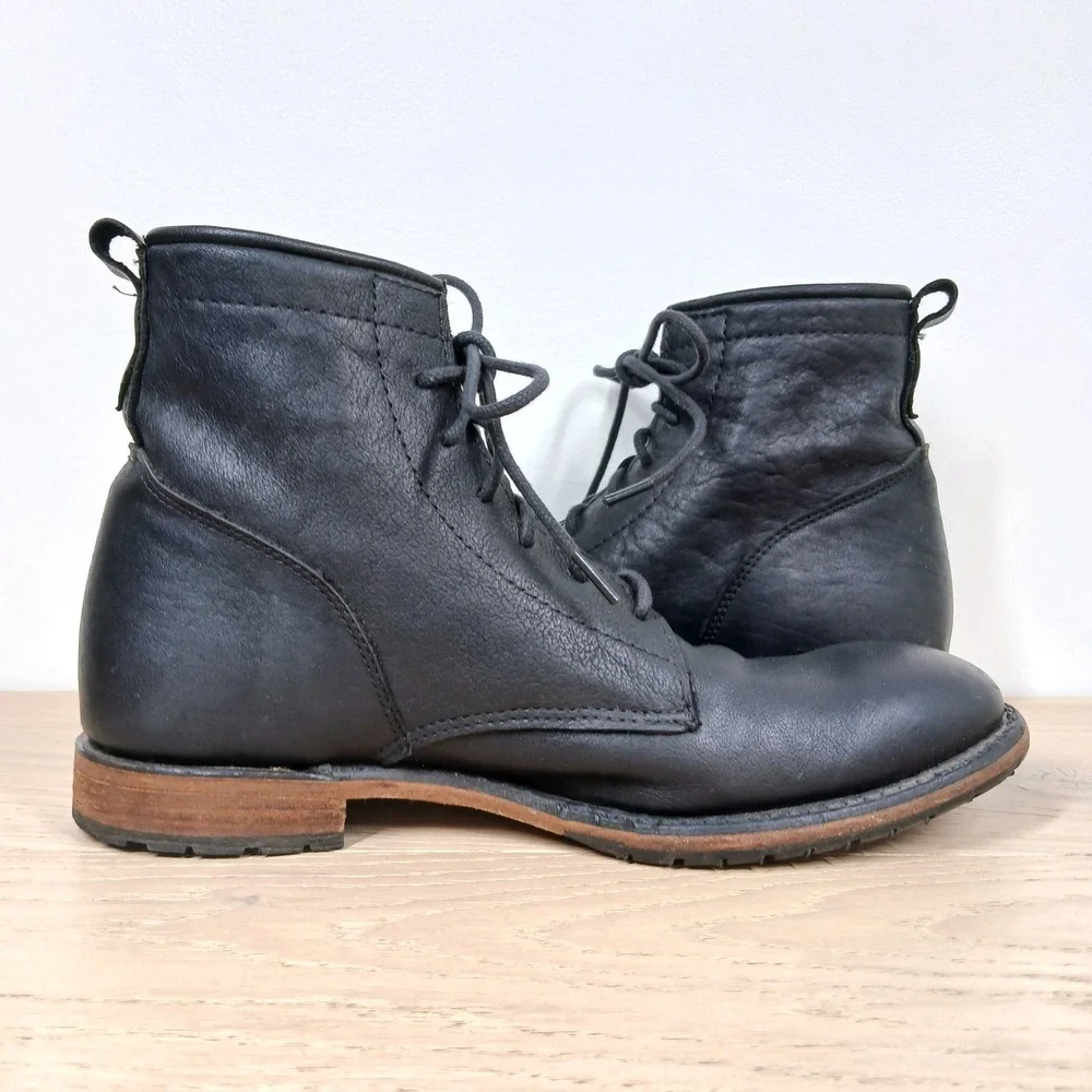 Walk-Over Vintage Collection Boots Men's 8.5 Black Leather Lace Up Ankle